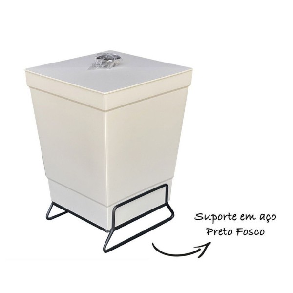 Encontraproduto.com.br - Lixeira Para Banheiro De Plástico Com Suporte Apoio Black - Stolf Areia