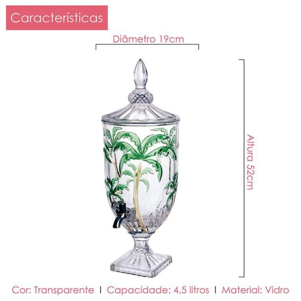 Encontraproduto.com.br - Suqueira Palm Tree 4,5L + 6 Taças Class Home Kit 7 Peças