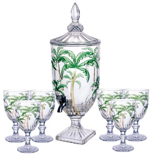 Encontraproduto.com.br - Suqueira Palm Tree 4,5L + 6 Taças Class Home Kit 7 Peças