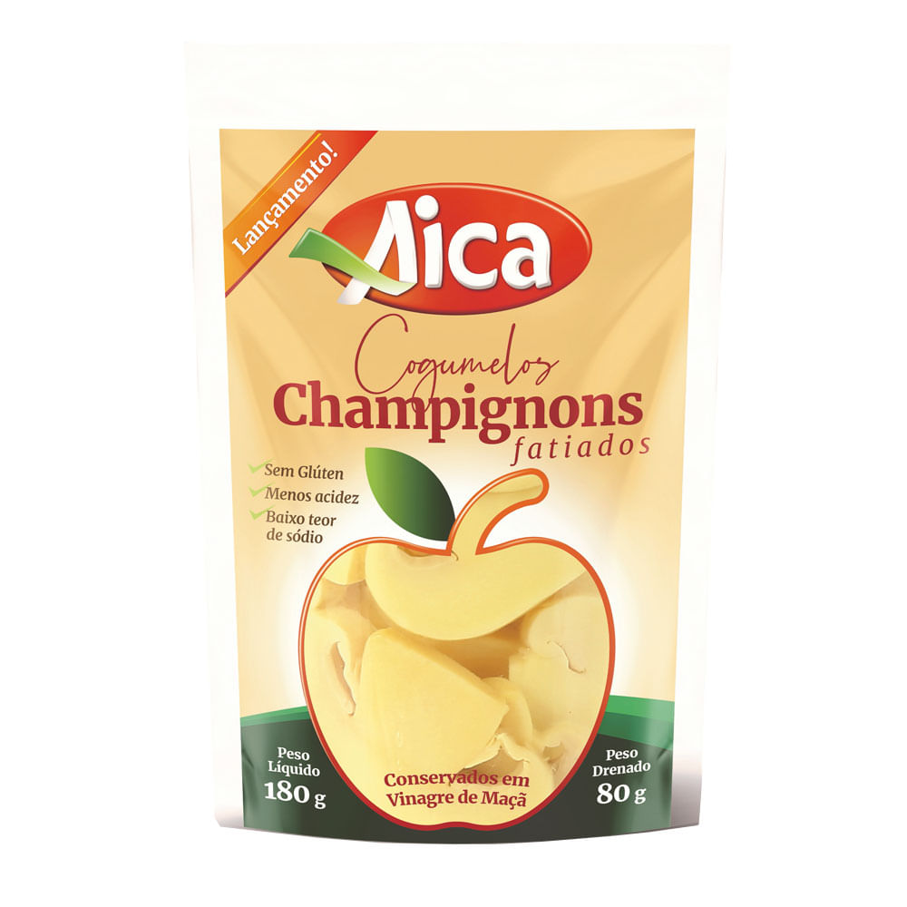 Encontraproduto.com.br - Champignon fatiado com vinagre de maçã Aica 80g