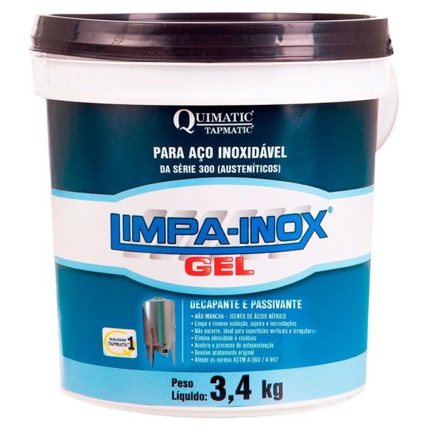 Encontraproduto.com.br - Limpa Inox Gel Quimatic 3,4 Kg Tapmatic