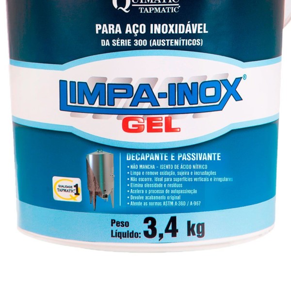 Encontraproduto.com.br - Limpa Inox Gel Quimatic 3,4 Kg Tapmatic