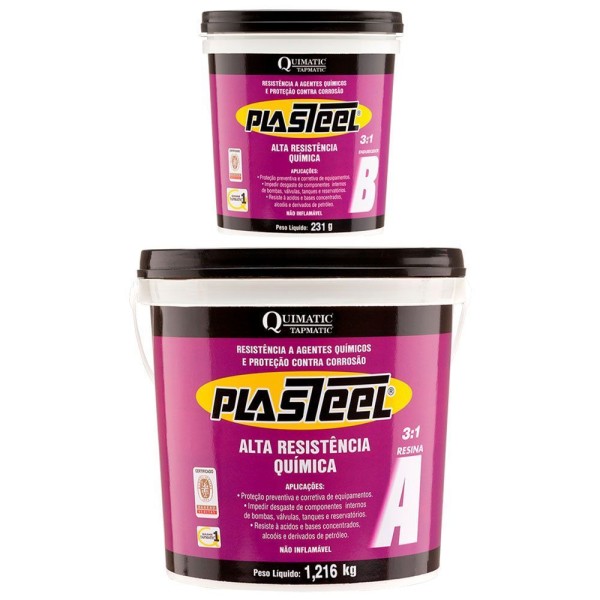 Encontraproduto.com.br - Plasteel Alta Resistência Química 3:1 1,457 Kg Quimatic Tapmatic