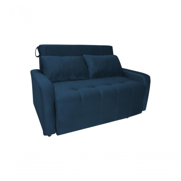 Encontraproduto.com.br - Sofá Cama Para Sala De Estar Amora New Veludo Matrix - Azul Azul