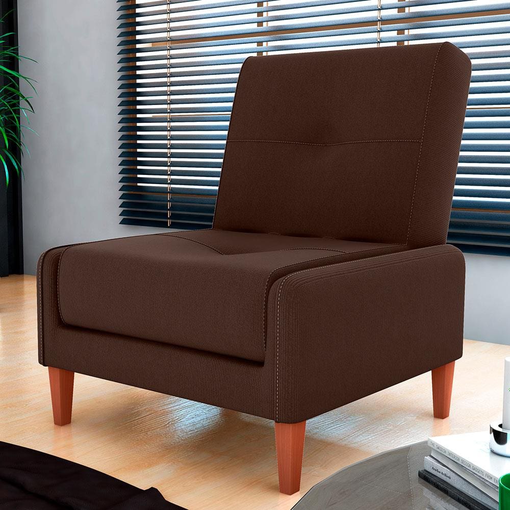 Poltrona Matrix Blanca com Revestimento em Tecido Veludo Light Marrom