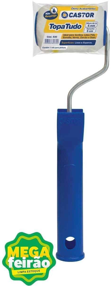 Encontraproduto.com.br - Rolo de Lã Para Pintura Castor Topa Tudo Não Respinga com Cabo 6mm 5cm