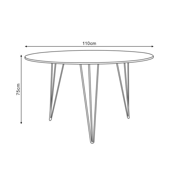 Encontraproduto.com.br - Mesa Jantar Redonda 110Cm Preta Clips 3 Pés Com 5 Cadeiras Eames Eiffel Brancas Ferro Preto