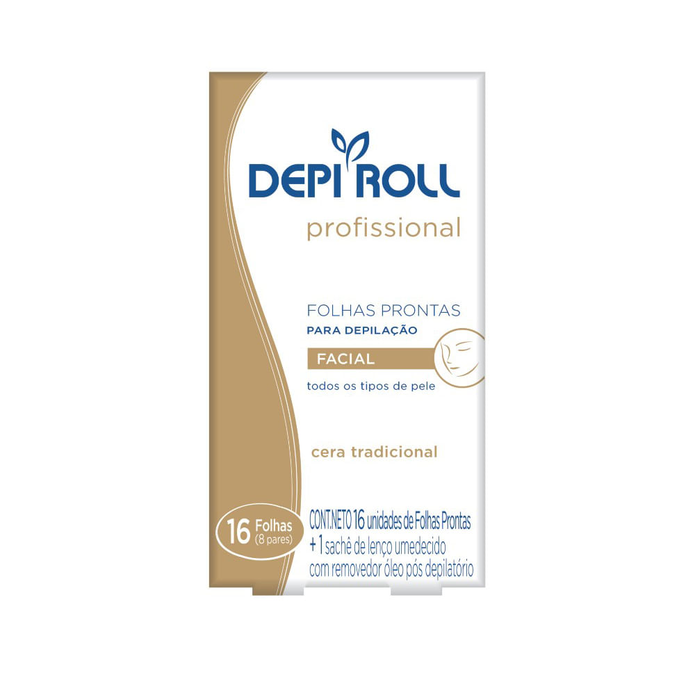 Encontraproduto.com.br - Folhas Prontas Depilatório Depi Roll-On Facial Tradicional 8 Pares - Depi Roll