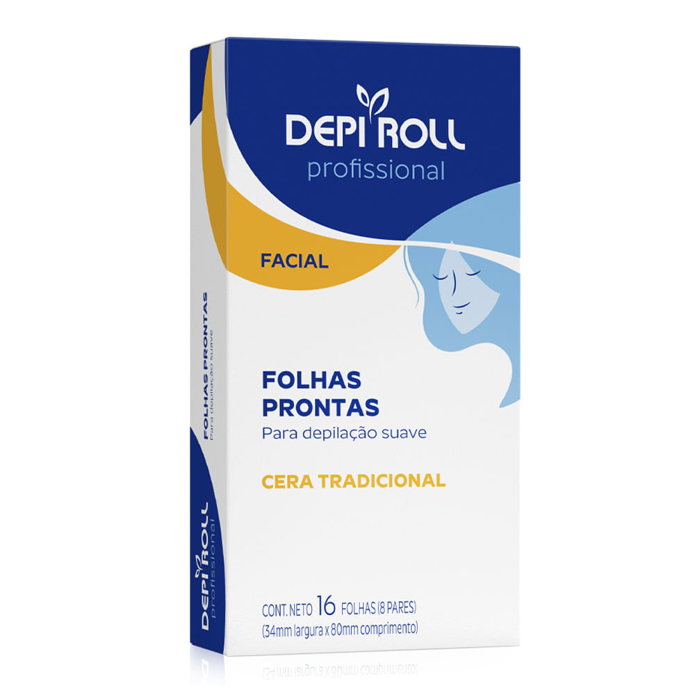 Encontraproduto.com.br - Folhas Prontas Depilatório Depi Roll-On Facial Tradicional 8 Pares - Depi Roll