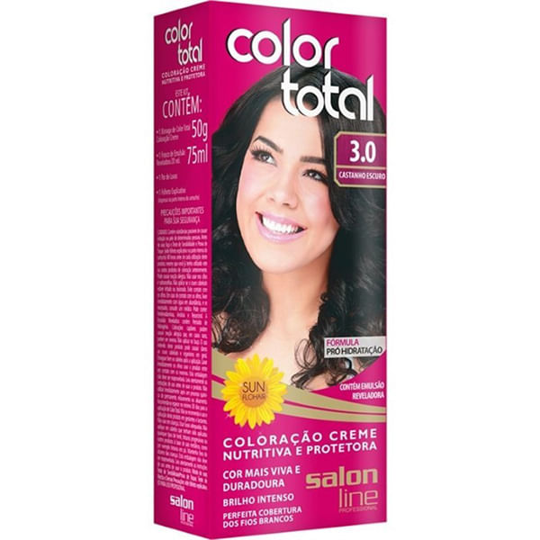 Encontraproduto.com.br - Tintura Salon Line Color Total N 3.0 Castanho Escuro 1 Kit