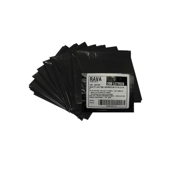 Saco Para Lixo 200L 83x97 100 Un - Rava