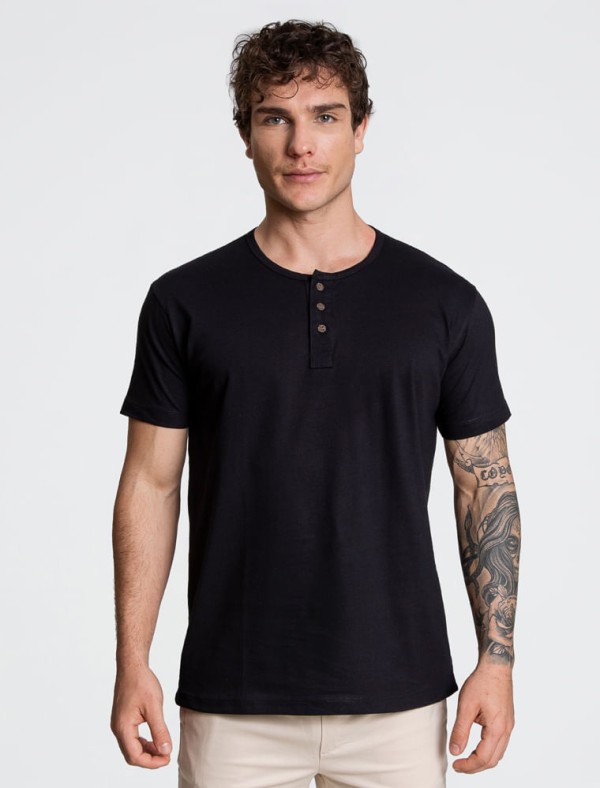 Encontraproduto.com.br - Kit Henley - Mix Preta e Branca