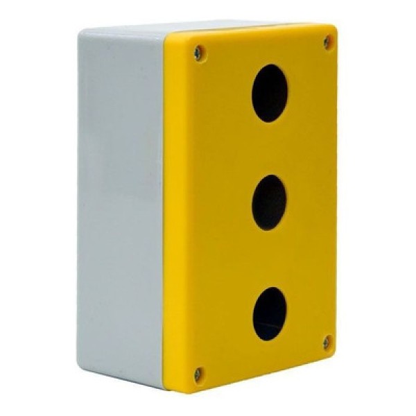 Encontraproduto.com.br - Botoeira Plástica 3 Botões Com 3 Furos 23mm 147 X 97 X 70mm Ref.2025 Amarela - Strahl