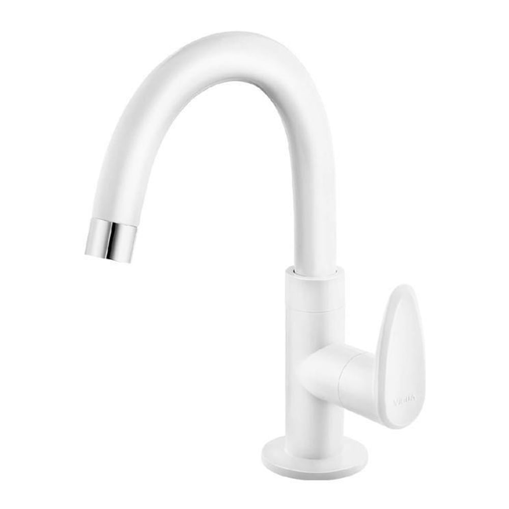 Encontraproduto.com.br - Torneira Viqua para Lavatório de Mesa Bica Alta Allure Branca