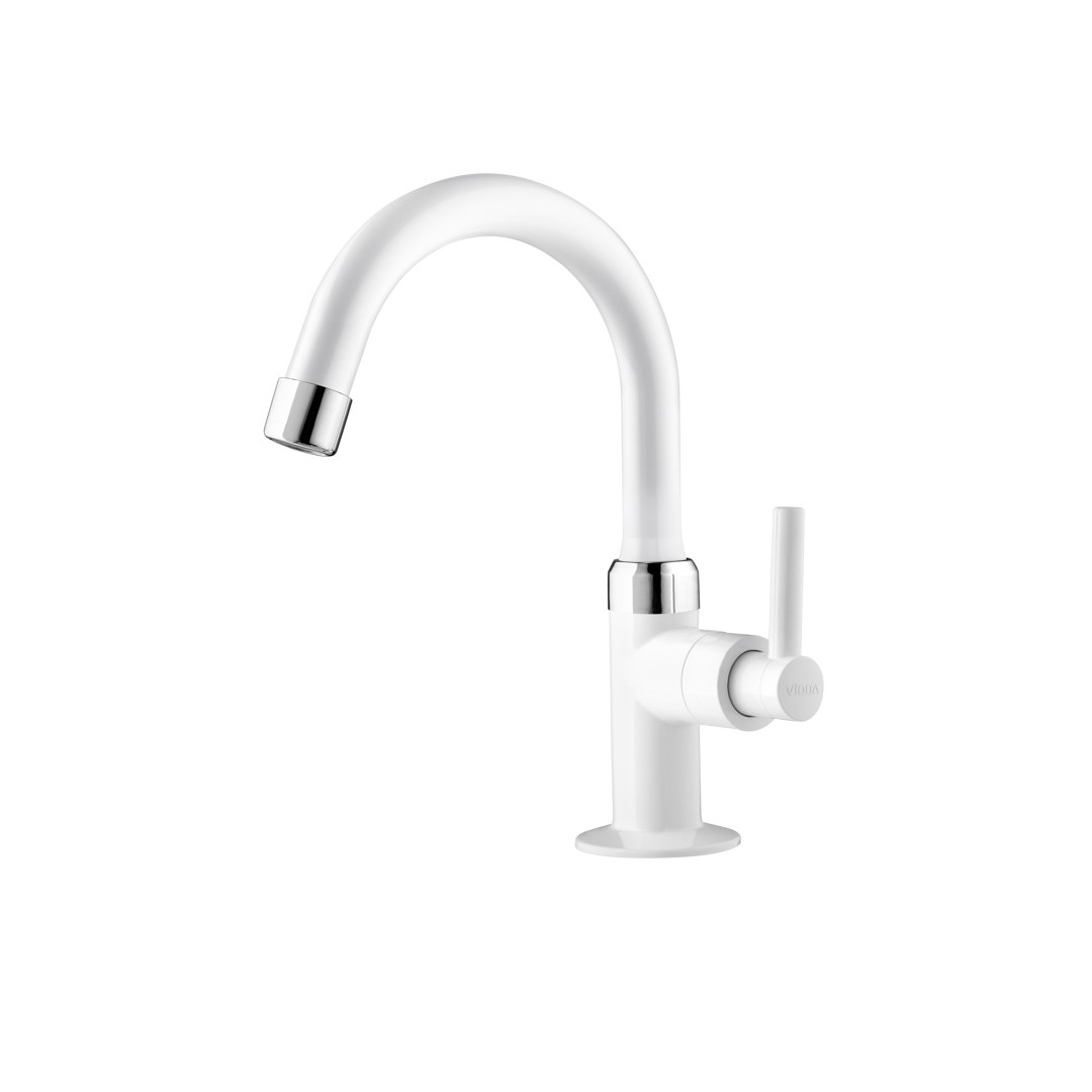 Encontraproduto.com.br - Torneira de Mesa para Cozinha Lagune em Plástico Bica Alta Móvel - 1150702 - Viqua