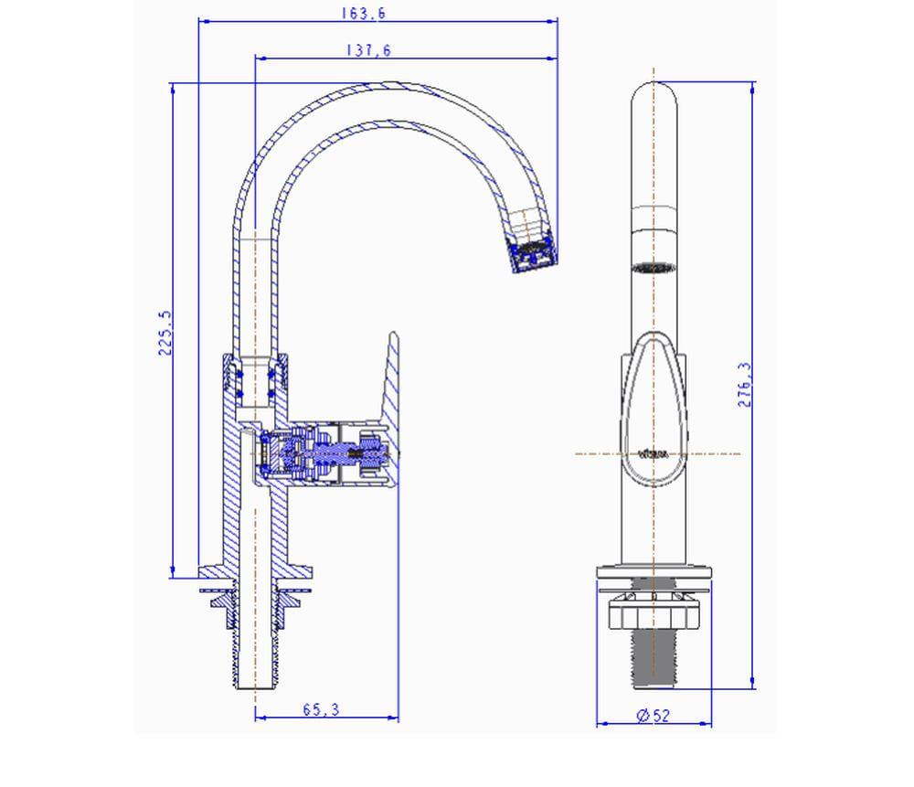 Encontraproduto.com.br - X-torneira para cozinha mesa bica movel allure decore viqua cinza fosco  - 1170312
