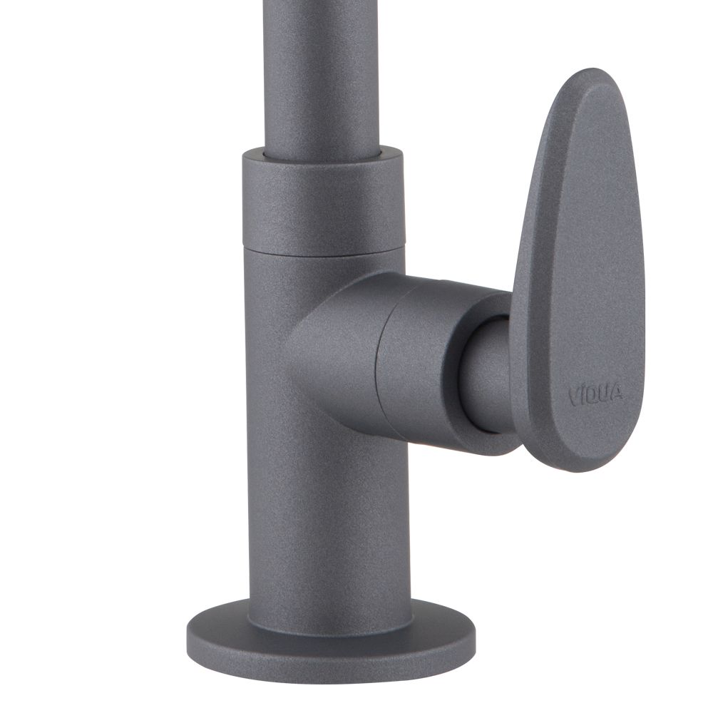 Encontraproduto.com.br - Torneira De Mesa Para Cozinha Bica Móvel Allure Décore Cinza Fosco Viqua