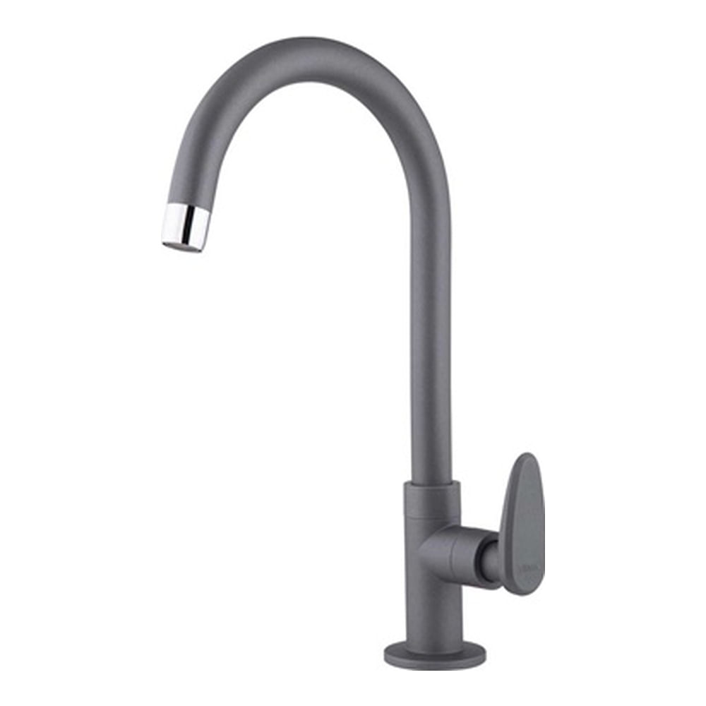 Encontraproduto.com.br - Torneira De Mesa Para Cozinha Bica Móvel Allure Décore Cinza Fosco Viqua