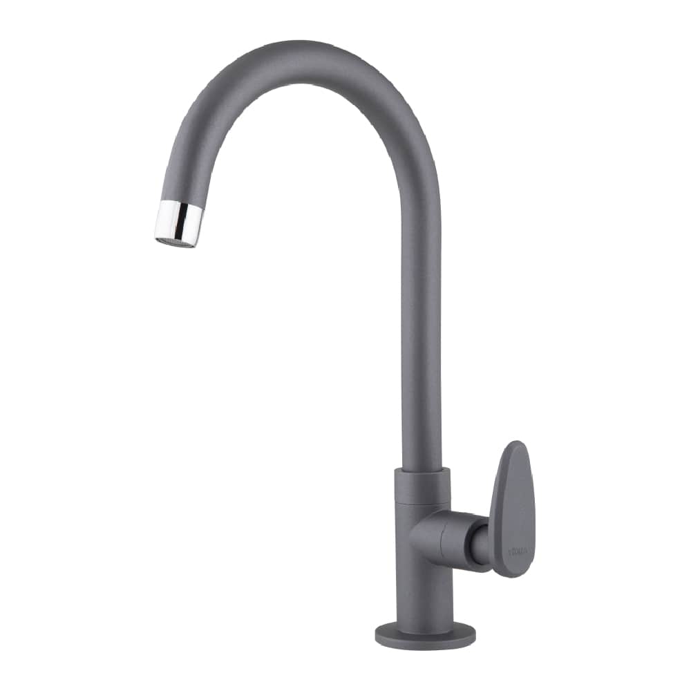 Encontraproduto.com.br - Torneira De Mesa Para Cozinha Bica Móvel Allure Décore Cinza Fosco Viqua
