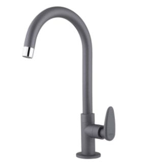 Encontraproduto.com.br - Torneira De Mesa Para Cozinha Bica Móvel Allure Décore Cinza Fosco Viqua