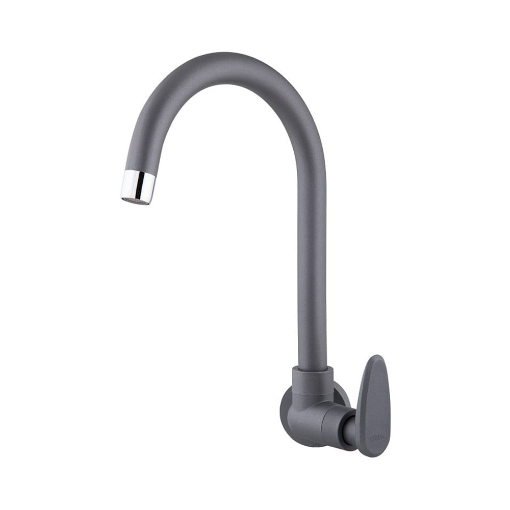 Encontraproduto.com.br - Torneira De Parede Para Cozinha Bica Móvel 1/4 Allure Décore Cinza Fosco Viqua