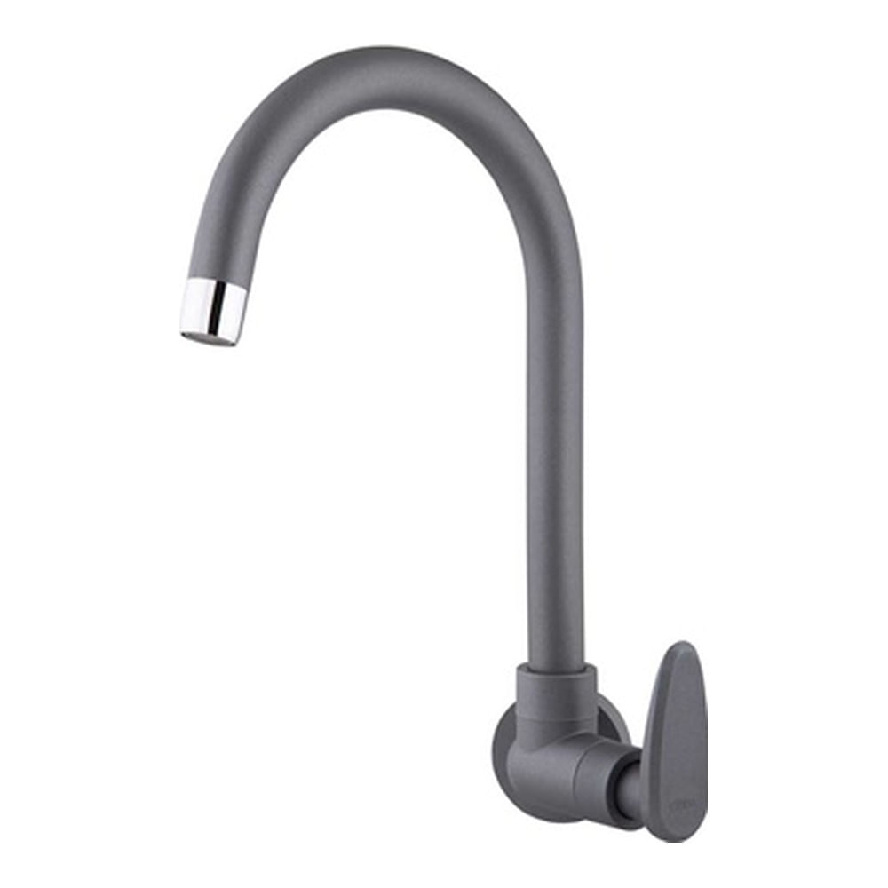 Encontraproduto.com.br - Torneira De Parede Para Cozinha Bica Móvel 1/4 Allure Décore Cinza Fosco Viqua