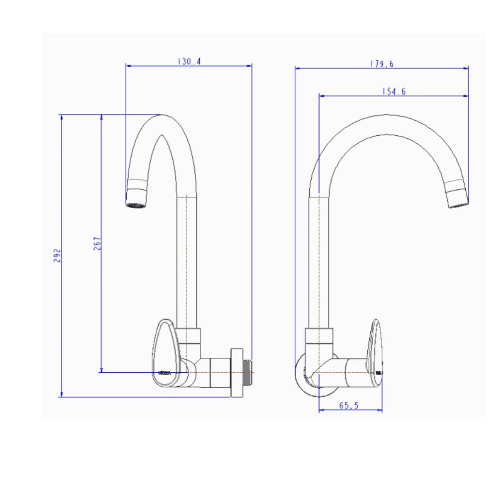 Encontraproduto.com.br - Torneira De Parede Para Cozinha Bica Móvel 1/4 Allure Décore Cinza Fosco Viqua