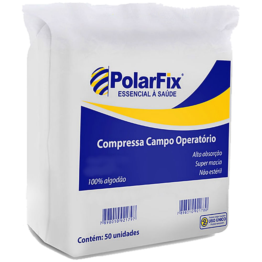 Compressa Campo Operatório PolarFix - 23x25 cm - 9 gramas - Sem RX - 50 unidades
