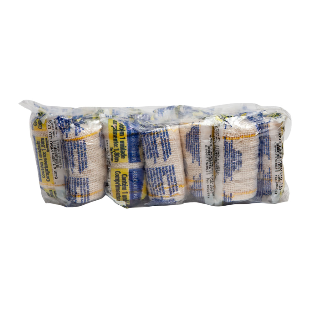 Encontraproduto.com.br - Atadura Crepe 8cm x 1,80m 13 Fios - Pacote com 12 unidades