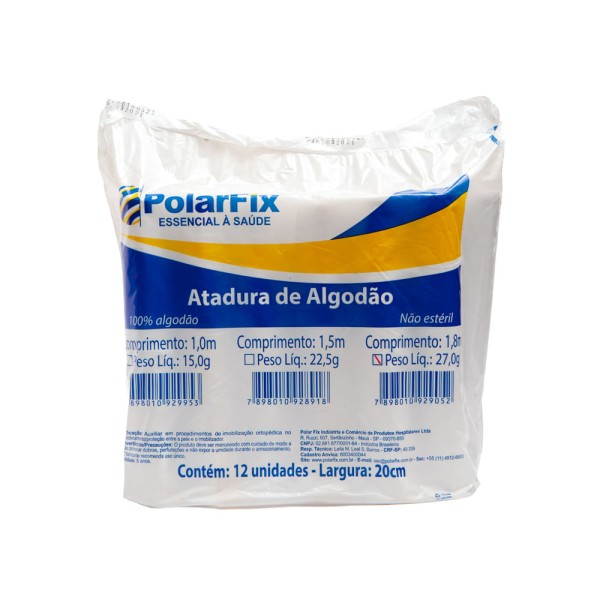 Encontraproduto.com.br - Atadura Algodão Ortopédico 20cm x 1,8m - Pacote com 12 unidades