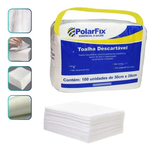 Toalhas Descartaveis 30x35cm C-100un Polar Fix