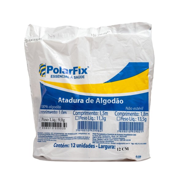 Encontraproduto.com.br - Atadura Algodão Ortopédico 12cm x 1,0m - Pacote com 12 unidades