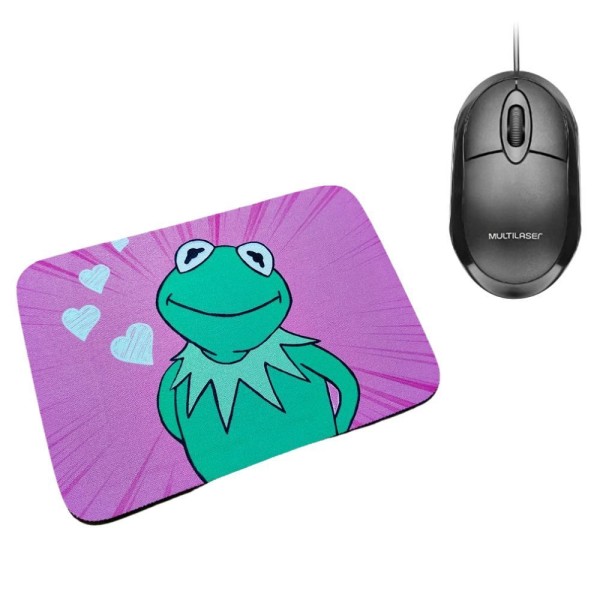 Encontraproduto.com.br - Combo Mouse Multilaser Preto Mo300 + Mouse Pad Frog