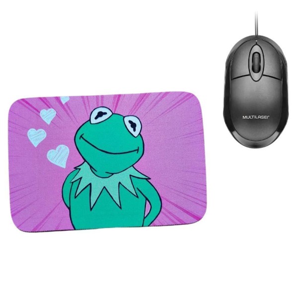 Encontraproduto.com.br - Combo Mouse Multilaser Preto Mo300 + Mouse Pad Frog