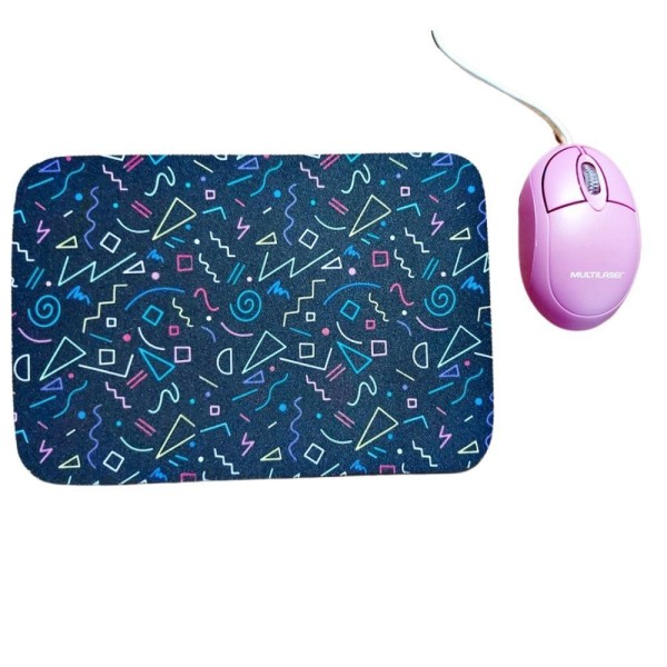 Encontraproduto.com.br - Combo Mouse Multilaser Preto Mo304 + Mouse Pad Raio Preto