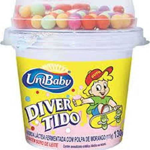 Encontraproduto.com.br - Bebida Láctea sabor Morango Com Confeitos Chocolate Divertido Unibaby 130g