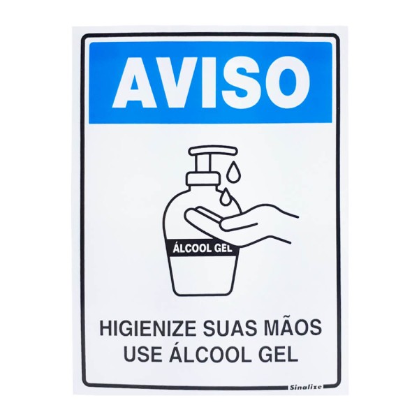 Encontraproduto.com.br - Placa Poliestireno 15x20 Aviso Higienize Suas Mãos Sinalize