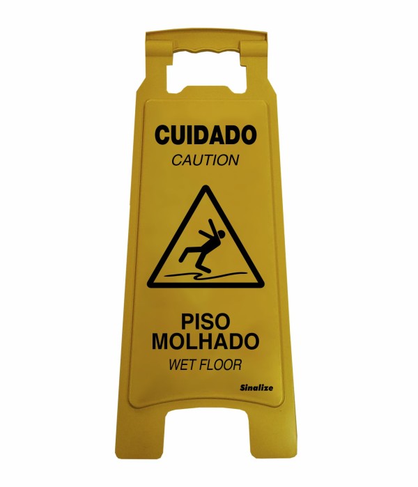Cavalete Amarelo 27x65cm Cuidado Piso Molhado Sinalize