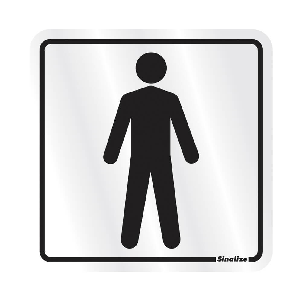 Placa de Sinalização Sinalize Sanitário Masculino 12 X 12CM