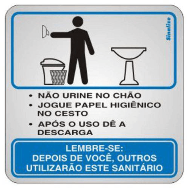 Placa Educativa Masculina 15x15 Azul Sinalize