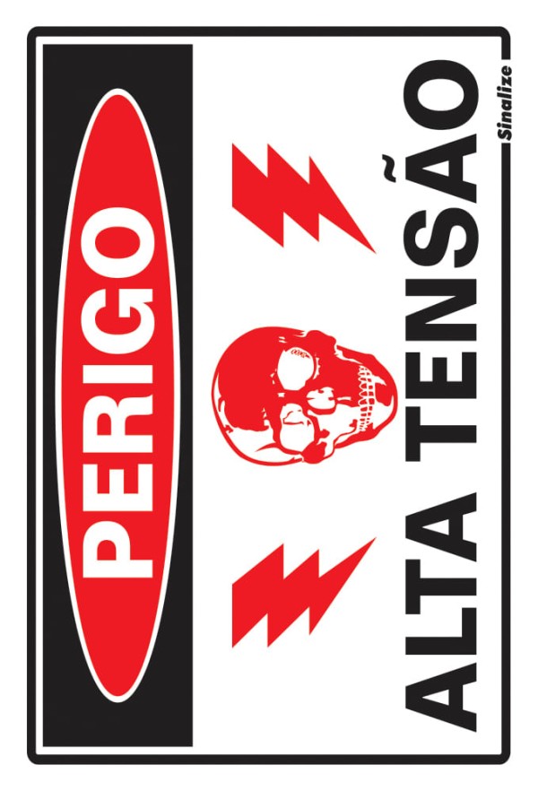 Placa de Sinalização Sinalize Perigo Alta Tensão 20 X 30CM