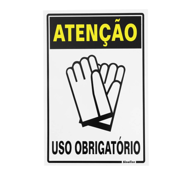 Encontraproduto.com.br - Placa de Sinalização Sinalize Obrigatório Usar Luvas 20X30CM