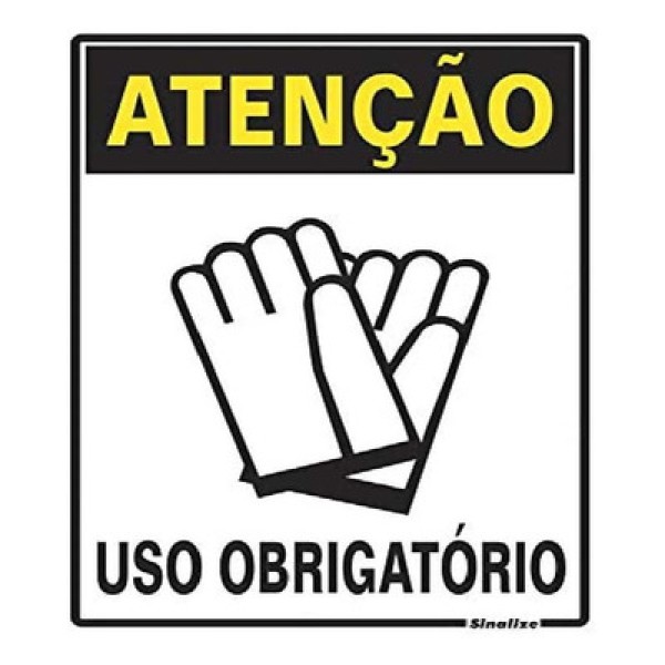 Encontraproduto.com.br - Placa de Sinalização Sinalize Obrigatório Usar Luvas 20X30CM
