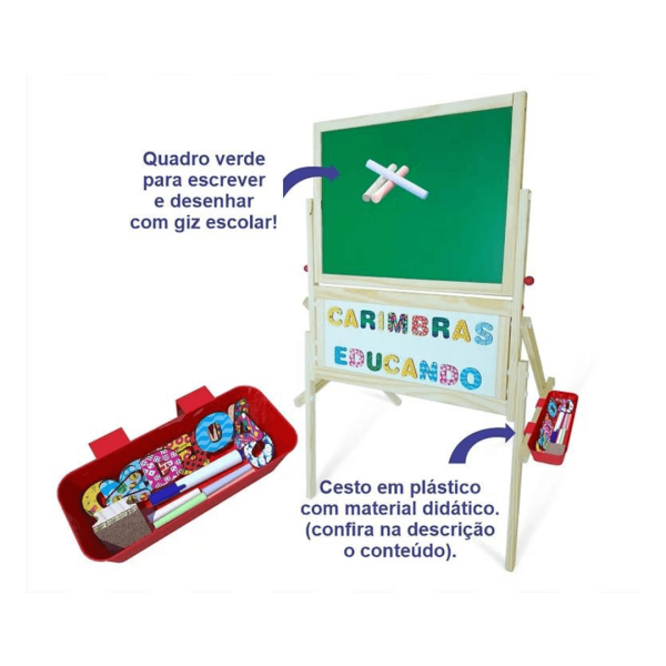 Encontraproduto.com.br - Lousa Magnética Infantil Com Cavalete Letras Giz E Caneta