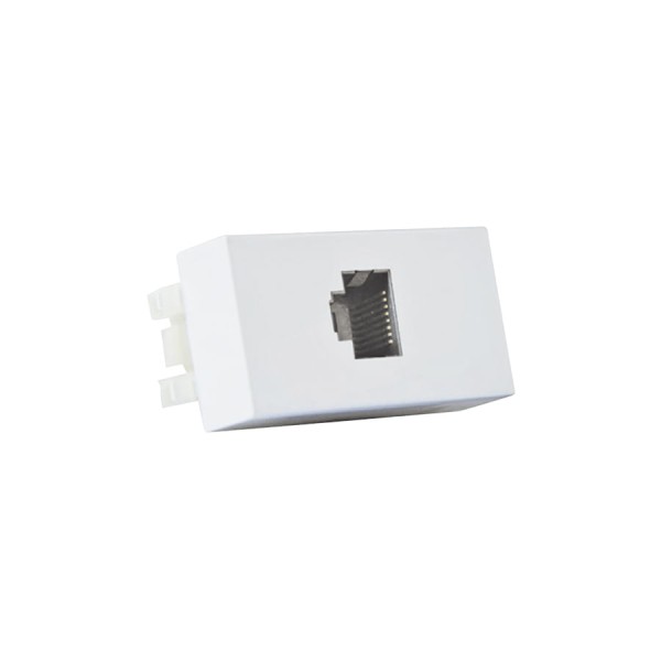 Encontraproduto.com.br - Modulo Romazi Canoa Tomada RJ45 Cat 5 Branco 8507