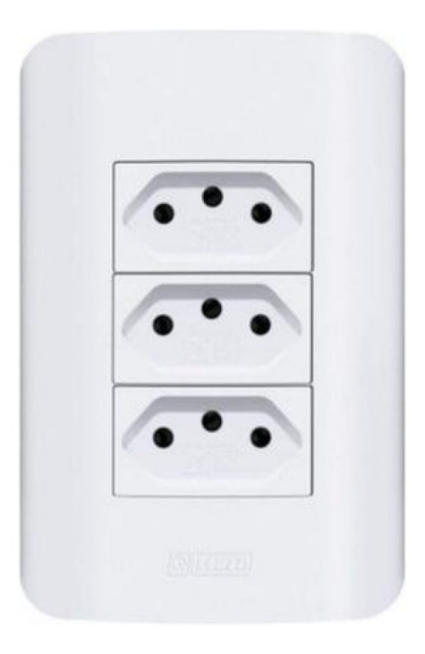 Tomada 3 Seçoes 2P+T 10A Branco Canoa Romazi