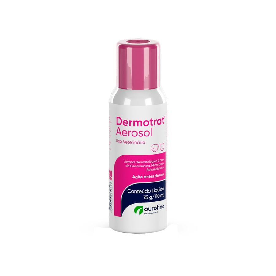 Dermotrat Aerossol 75g Ouro Fino Dermatológico Cães e Gatos