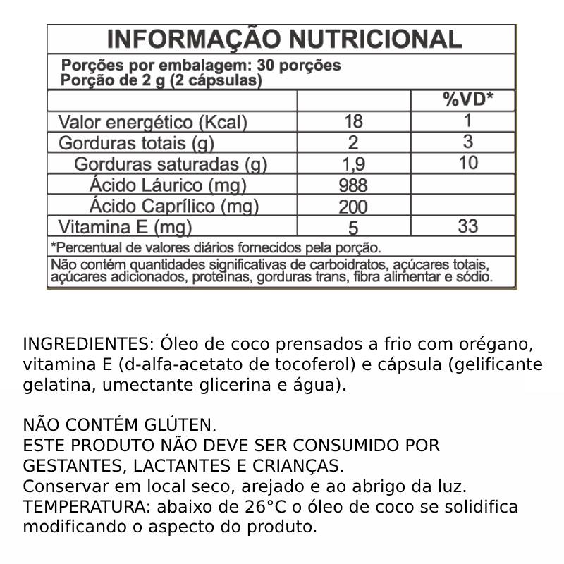 Encontraproduto.com.br - Vital Inib F (Óleo de Coco e Orégano) 60 Cápsulas - Vital Âtman