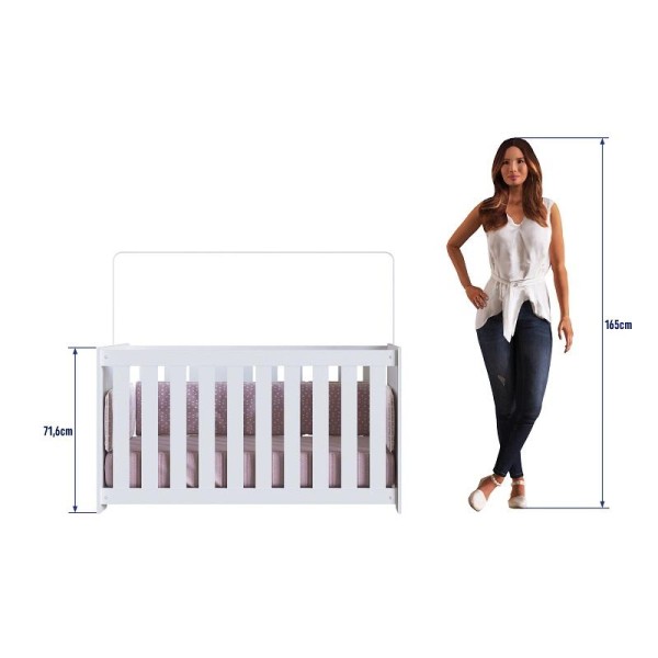Encontraproduto.com.br - Conjunto Kit Berço Regulagem Cômoda 2 gavetas Infantil Bebê Branco Aconchego Completa