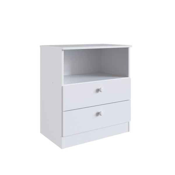 Encontraproduto.com.br - Conjunto Kit Berço Regulagem Cômoda 2 gavetas Infantil Bebê Branco Aconchego Completa